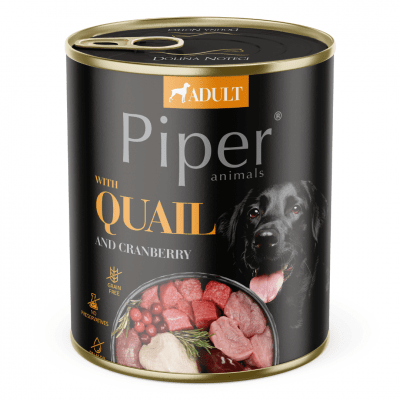 Piper Adult Dog консервирана храна  за кучета с пъдпъдък и боровинки, 800 г