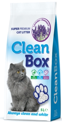 Clean Box Super Premium, ароматизирана котешка тоалетна, фин бял бентонит, 5 л