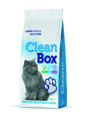 Clean Box Super Premium Котешка тоалетна натурал, фин бял бентонит, 3 х 5 л